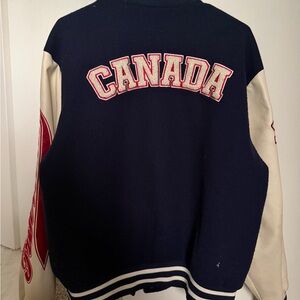 Canada Varsity Jacket Size L - Navy and Cream